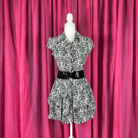 BCX belted button down pintucked party dress, L - Picture 1 of 10